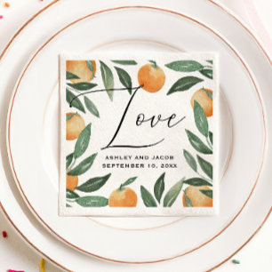 Citrus Garden Wedding Watercolor Summer Orange Napkin