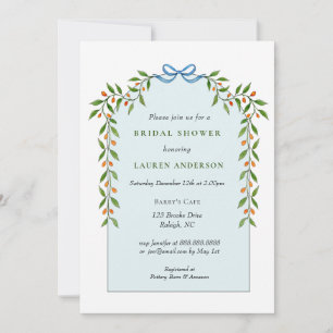 Citrus garland Arch Pale blue Bridal shower Invitation