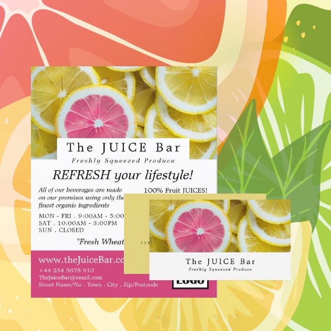 Citrus Grapefruit Slices, Juice Bar Business Card (Creator Uploaded)