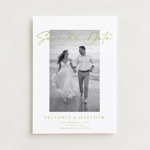Citrus Green Beach Photo Save the Date Card