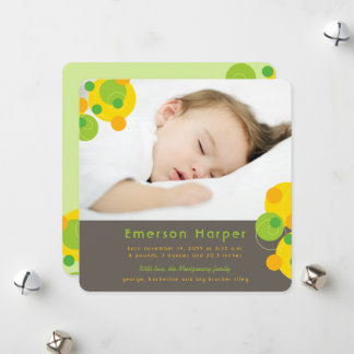 Citrus Green Bubbly Retro Circles Baby Boy Photo Holiday Card