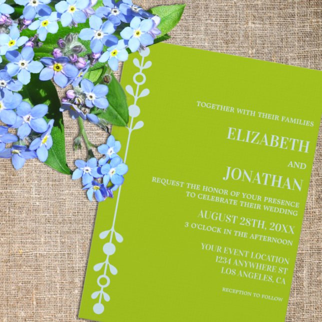Citrus Green & Coastal Blue Wedding Invitation (Creator Uploaded)