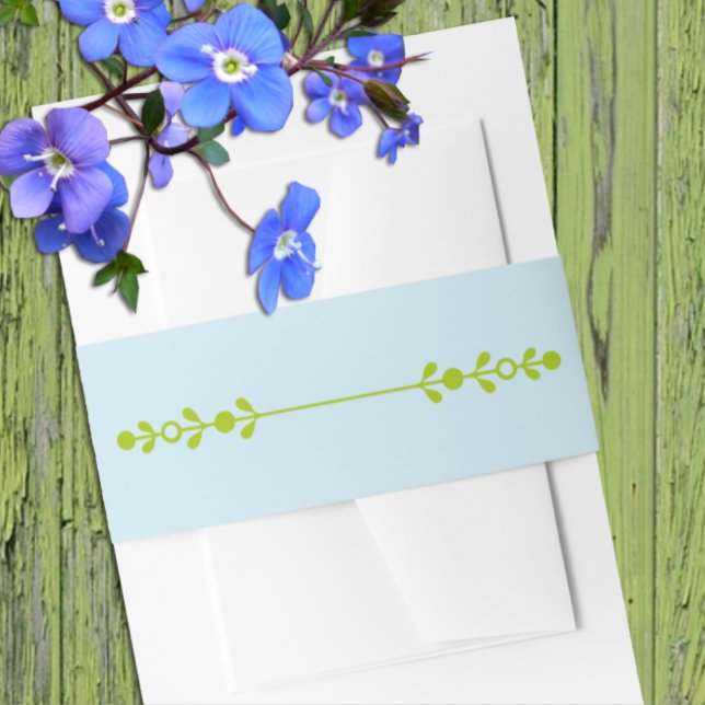 Citrus Green & Coastal Blue Wedding Invitation Belly Band (Creator Uploaded)