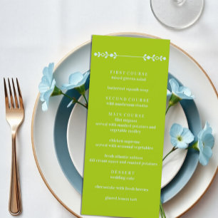 Citrus Green & Coastal Blue Wedding Menu