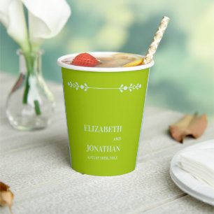 Citrus Green & Coastal Blue Wedding Paper Cups