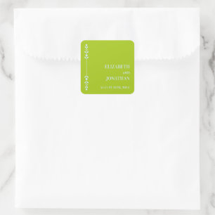 Citrus Green & Coastal Blue Wedding Square Sticker