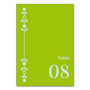 Citrus Green & Coastal Blue Wedding Table Number