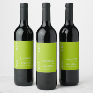 Citrus Green & Coastal Blue Wedding Wine Label