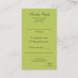 Citrus Green Elegant Calligraphy Wedding RSVP Card