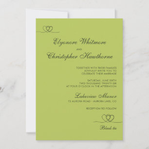 Citrus Green Elegant Chic Calligraphy Wedding Invitation