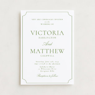 Citrus Green Elegant Clipped Frame Wedding Invitat Invitation