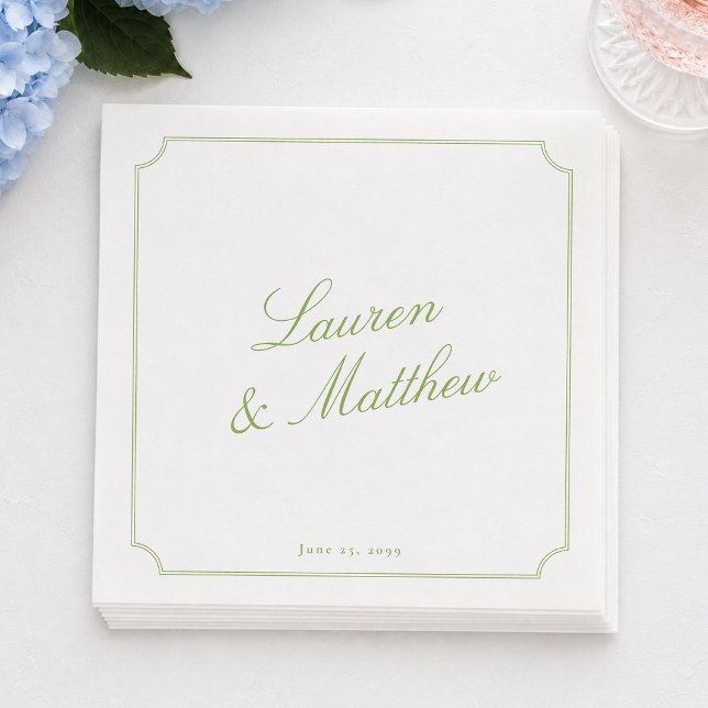 Citrus Green Elegant Script Wedding Napkins (Creator Uploaded)