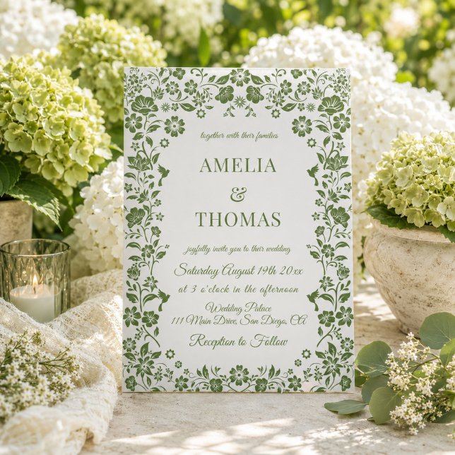 Citrus Green Floral Wedding Invitation (Creator Uploaded)