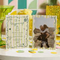 Citrus Green hand drawn Stripes photo wedding