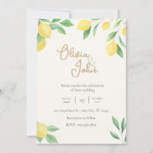 Citrus Green Lemon Wedding Invitation Photo Back