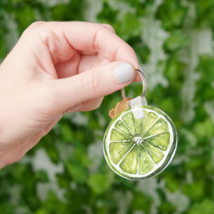 Citrus Green Lime Fruit Key Ring