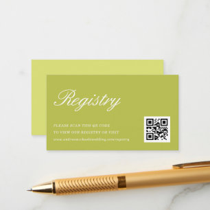 Citrus Green Lime QR Code Wedding Gift Registry Enclosure Card