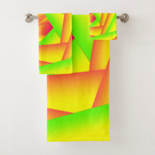 Citrus Green Orange Yellow Ombre Abstract Design  Bath Towel Set