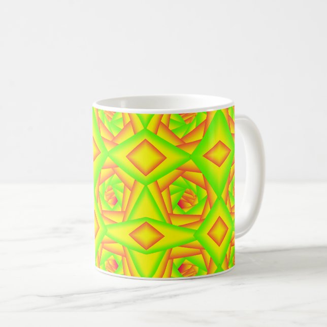 Citrus Green Orange Yellow Ombre Abstract Design  Coffee Mug (Front Right)