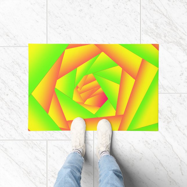 Citrus Green Orange Yellow Ombre Abstract Design  Doormat (Indoor)