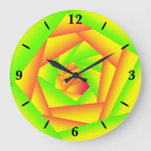 Citrus Green Orange Yellow Ombre Abstract Design   Large Clock
