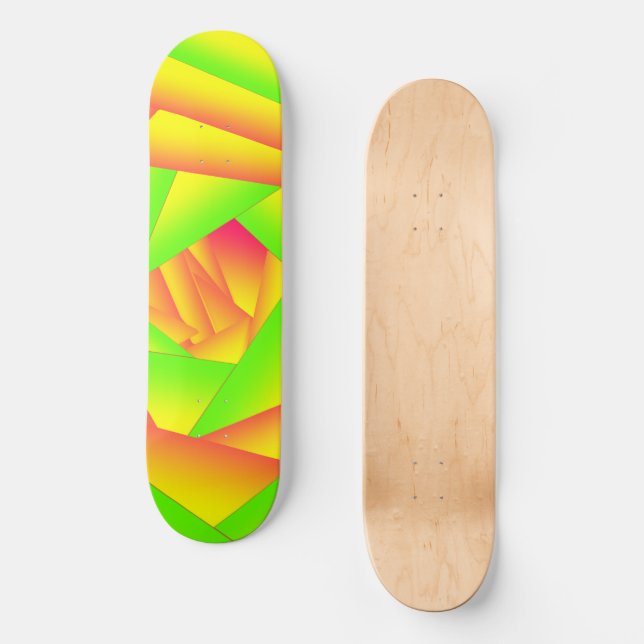 Citrus Green Orange Yellow Ombre Abstract Design  Skateboard (Front)
