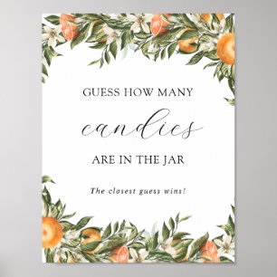 Citrus Guess How Many Are in the Jar Shower Game Poster