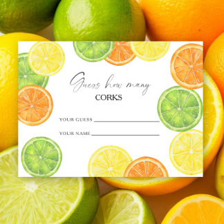 Citrus - guess how many corks bridal game enclosure card