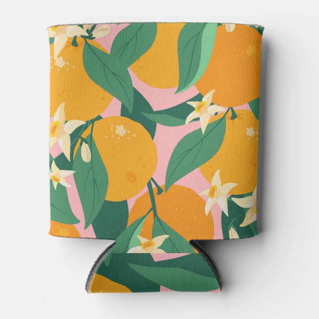 Citrus Hand-Drawn Vintage Style Can Cooler (Front)