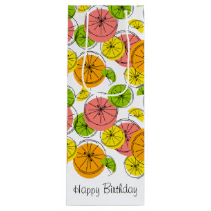 Citrus Happy Birthday gift bag wine