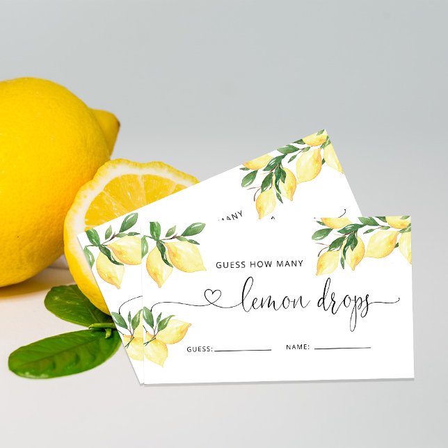 Citrus How Many Lemon Drops Bridal Shower Game Enclosure Card (Creator Uploaded)