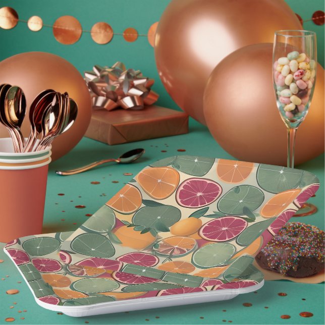 Citrus in muted tones  paper plate (Multi)