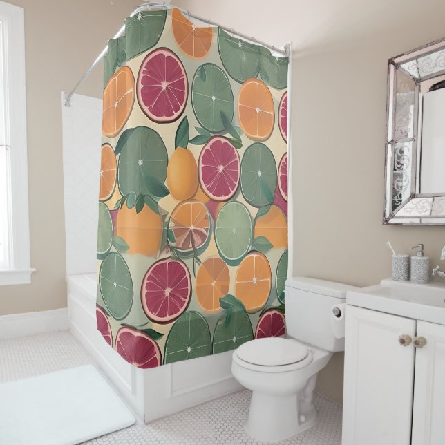 Citrus in muted tones shower curtain (In Situ)