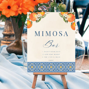 Citrus Italian Blue Tiles Mimosa Bar Sign Poster