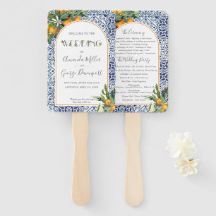 Citrus Italian tiles wedding program fan