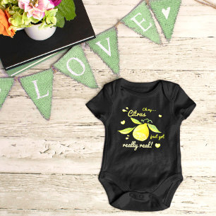 Citrus just got real watercolor lemon baby bodysuit