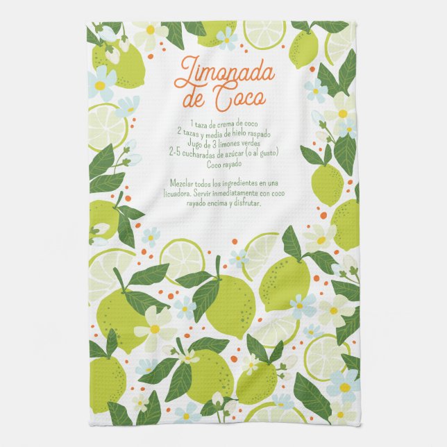 Citrus Kitchen Tea Towel - Recipe Design (Vertical)
