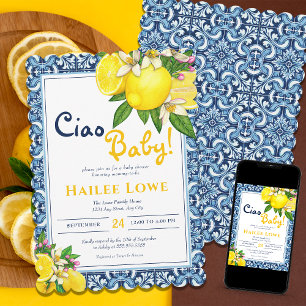 Citrus Lemon Amalfi Coast Ciao Baby Shower Invitation