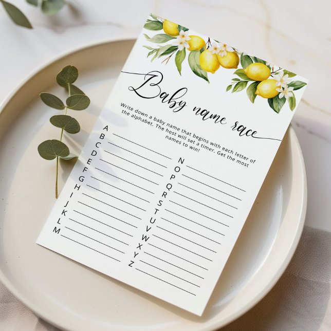 Citrus lemon baby name race baby shower game (Creator Uploaded)