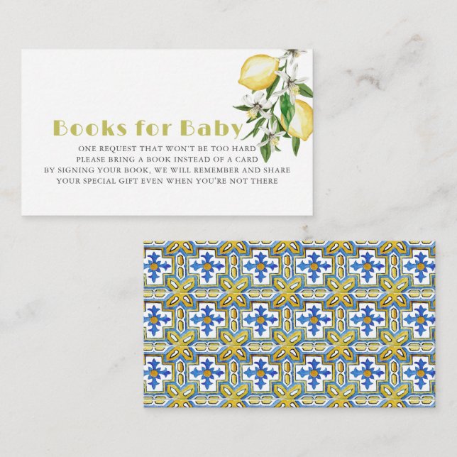 Citrus Lemon Baby Shower Book Request Enclosure Card (Front/Back)