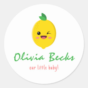 Citrus Lemon Baby Shower Classic Round Sticker