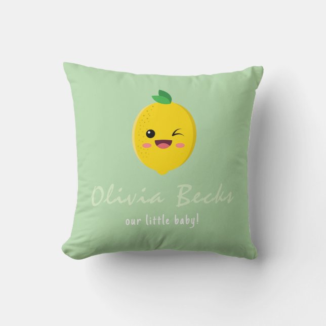 Citrus Lemon Baby Shower Cushion (Front)
