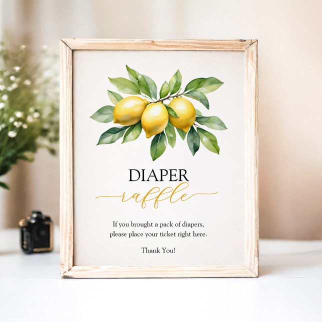Citrus Lemon Baby Shower Diaper Raffle Game Poster (Creator Uploaded)