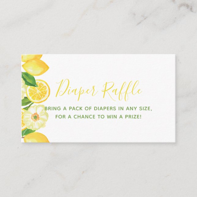 Citrus Lemon Baby Shower Diaper Raffle Ticket Enclosure Card (Front)