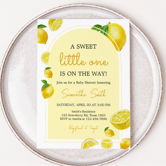 Citrus Lemon Baby Shower  Invitation (Sweet Little One Citrus Baby Shower Invitation)