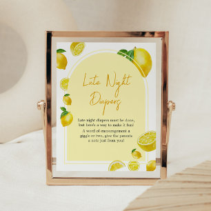 Citrus Lemon Baby Shower Late Night Diapers  Poster