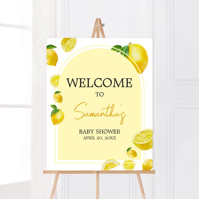 Citrus Lemon Baby Shower Welcome Poster (Sweet Little One Citrus Baby Shower Welcome Sign)