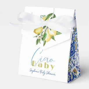 Citrus Lemon Blue Tile Watercolor Favour Box