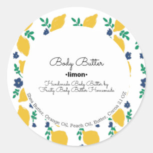 Citrus Lemon Body Butter Bath Soap Branding Classic Round Sticker