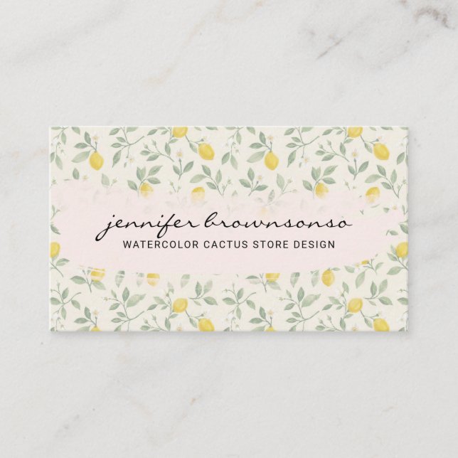 Citrus Lemon Botanical Fresh Business Card (Front)